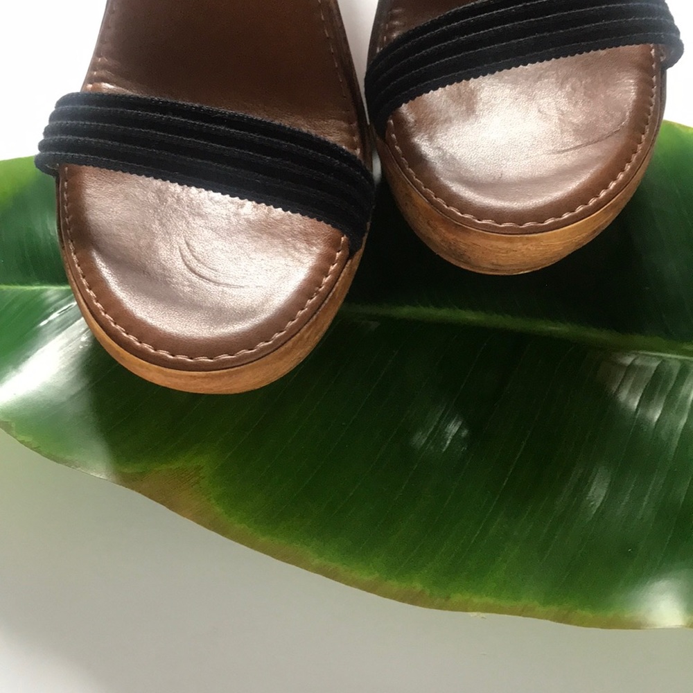 Italian shoemakers black wedge sandals - Picture 3 of 4